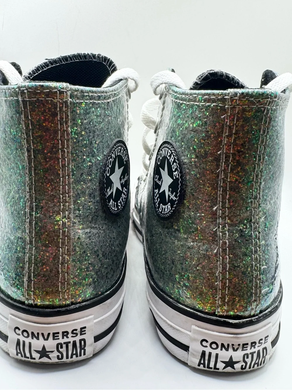 Converse Kids Green Glitter High-Top Sneakers